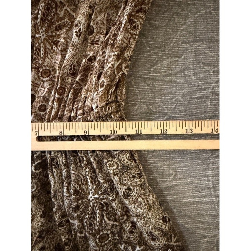 Free People Brown Paisley Floral Boho Romper 3/4 Sleeve Tie‎ Cuff Small - Picture 8 of 10